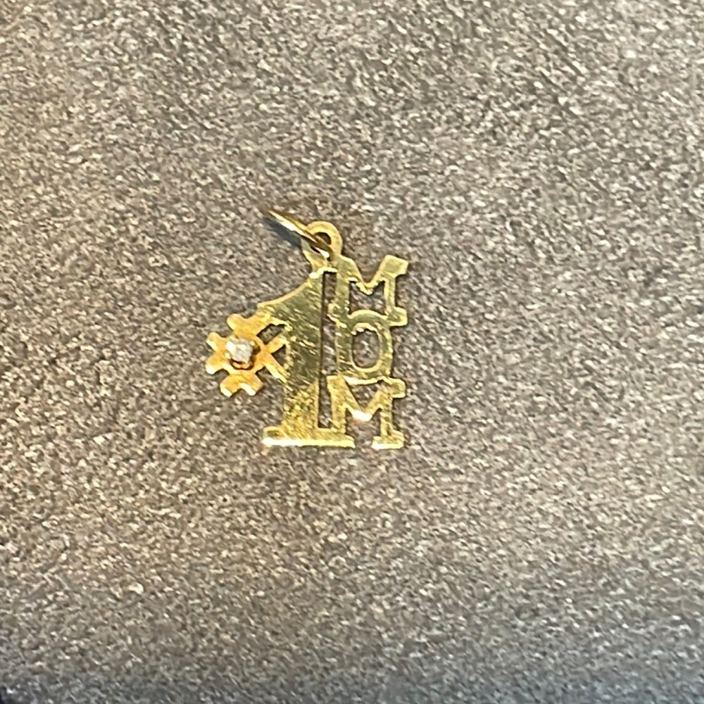 14k LJ #1 Mom Gold with Diamond pendant